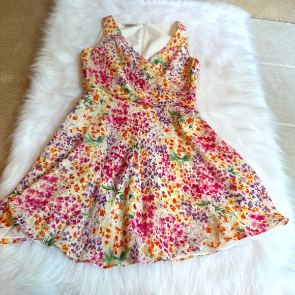 Kay Unger Dresses & Skirts - Kay Unger Evening Silk Easter Dress Sleeveless Wrap V-Neck Flowy Floral Size 10